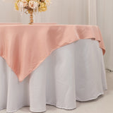 72x72inch Dusty Rose Lamour Satin Table Overlay, Square Tablecloth Topper