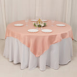 72x72inch Dusty Rose Lamour Satin Table Overlay, Square Tablecloth Topper