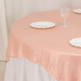 72x72inch Dusty Rose Lamour Satin Table Overlay, Square Tablecloth Topper