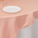 72x72inch Dusty Rose Lamour Satin Table Overlay, Square Tablecloth Topper