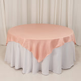 72x72inch Dusty Rose Lamour Satin Table Overlay, Square Tablecloth Topper