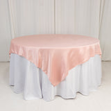 72x72inch Dusty Rose Lamour Satin Table Overlay, Square Tablecloth Topper