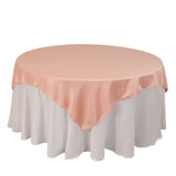 72x72inch Dusty Rose Lamour Satin Table Overlay, Square Tablecloth Topper