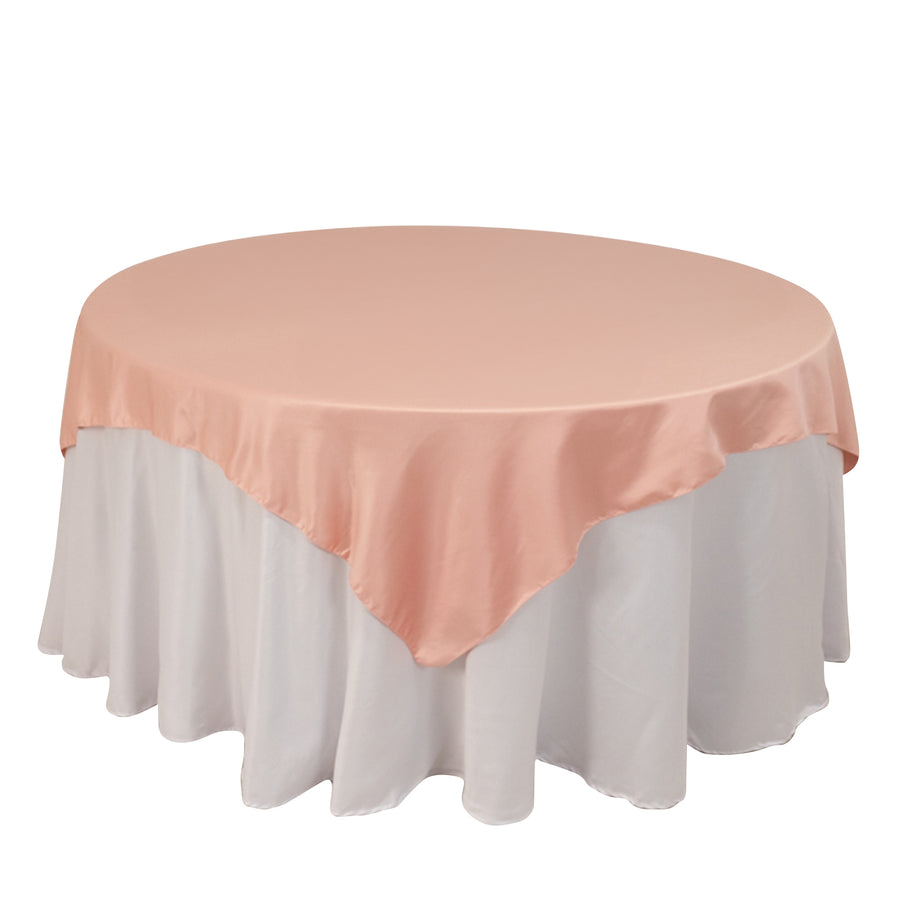 72x72inch Dusty Rose Lamour Satin Table Overlay, Square Tablecloth Topper