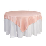 72x72inch Dusty Rose Lamour Satin Table Overlay, Square Tablecloth Topper