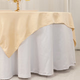 72x72inch Beige Lamour Satin Table Overlay, Square Tablecloth Topper