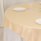 72x72inch Beige Lamour Satin Table Overlay, Square Tablecloth Topper