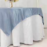 72x72inch Dusty Blue Lamour Satin Table Overlay, Square Tablecloth Topper