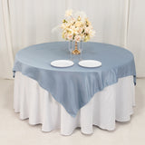 72x72inch Dusty Blue Lamour Satin Table Overlay, Square Tablecloth Topper