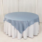 72x72inch Dusty Blue Lamour Satin Table Overlay, Square Tablecloth Topper