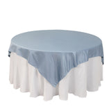 72x72inch Dusty Blue Lamour Satin Table Overlay, Square Tablecloth Topper