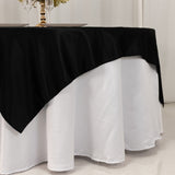 72x72inch Black Lamour Satin Table Overlay, Square Tablecloth Topper