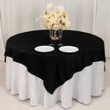 72x72inch Black Lamour Satin Table Overlay, Square Tablecloth Topper