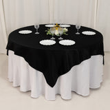 72x72inch Black Lamour Satin Table Overlay, Square Tablecloth Topper