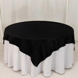 72x72inch Black Lamour Satin Table Overlay, Square Tablecloth Topper