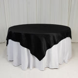 72x72inch Black Lamour Satin Table Overlay, Square Tablecloth Topper