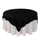 72x72inch Black Lamour Satin Table Overlay, Square Tablecloth Topper