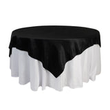 72x72inch Black Lamour Satin Table Overlay, Square Tablecloth Topper