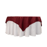 72"72inch Burgundy Lamour Satin Table Overlay, Square Tablecloth Topper