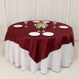 72"72inch Burgundy Lamour Satin Table Overlay, Square Tablecloth Topper