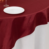 72"72inch Burgundy Lamour Satin Table Overlay, Square Tablecloth Topper