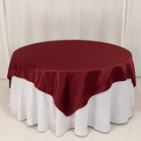 72"72inch Burgundy Lamour Satin Table Overlay, Square Tablecloth Topper