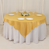 72x72inch Champagne Lamour Satin Table Overlay, Square Tablecloth Topper