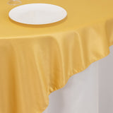 72x72inch Champagne Lamour Satin Table Overlay, Square Tablecloth Topper