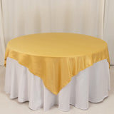 72x72inch Champagne Lamour Satin Table Overlay, Square Tablecloth Topper