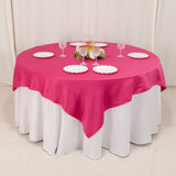 72x72inch Fuchsia Lamour Satin Table Overlay, Square Tablecloth Topper