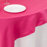 72x72inch Fuchsia Lamour Satin Table Overlay, Square Tablecloth Topper