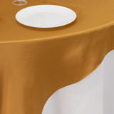 72x72inch Gold Lamour Satin Table Overlay, Square Tablecloth Topper