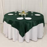 72x72inch Hunter Emerald Green Lamour Satin Table Overlay, Square Tablecloth Topper