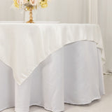 72x72inch Ivory Lamour Satin Table Overlay, Square Tablecloth Topper