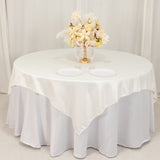 72x72inch Ivory Lamour Satin Table Overlay, Square Tablecloth Topper