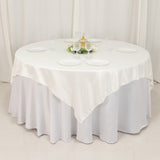 72x72inch Ivory Lamour Satin Table Overlay, Square Tablecloth Topper