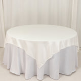 72x72inch Ivory Lamour Satin Table Overlay, Square Tablecloth Topper