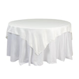 72x72inch Ivory Lamour Satin Table Overlay, Square Tablecloth Topper