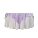 72x72inch Lavender Lilac Lamour Satin Table Overlay, Square Tablecloth Topper