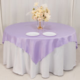 72x72inch Lavender Lilac Lamour Satin Table Overlay, Square Tablecloth Topper