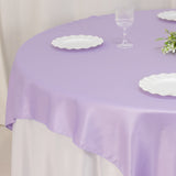 72x72inch Lavender Lilac Lamour Satin Table Overlay, Square Tablecloth Topper