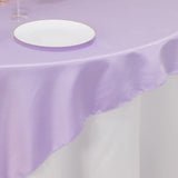 72x72inch Lavender Lilac Lamour Satin Table Overlay, Square Tablecloth Topper