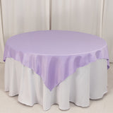 72x72inch Lavender Lilac Lamour Satin Table Overlay, Square Tablecloth Topper