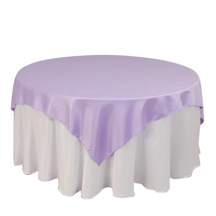 72x72inch Lavender Lilac Lamour Satin Table Overlay, Square Tablecloth Topper