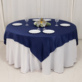 72x72inch Navy Blue Lamour Satin Table Overlay, Square Tablecloth Topper