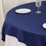 72x72inch Navy Blue Lamour Satin Table Overlay, Square Tablecloth Topper