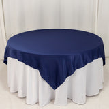 72x72inch Navy Blue Lamour Satin Table Overlay, Square Tablecloth Topper