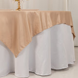 72x72inch Nude Lamour Satin Table Overlay, Square Tablecloth Topper