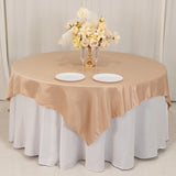 72x72inch Nude Lamour Satin Table Overlay, Square Tablecloth Topper