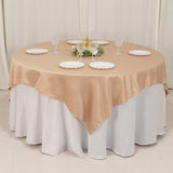 72x72inch Nude Lamour Satin Table Overlay, Square Tablecloth Topper